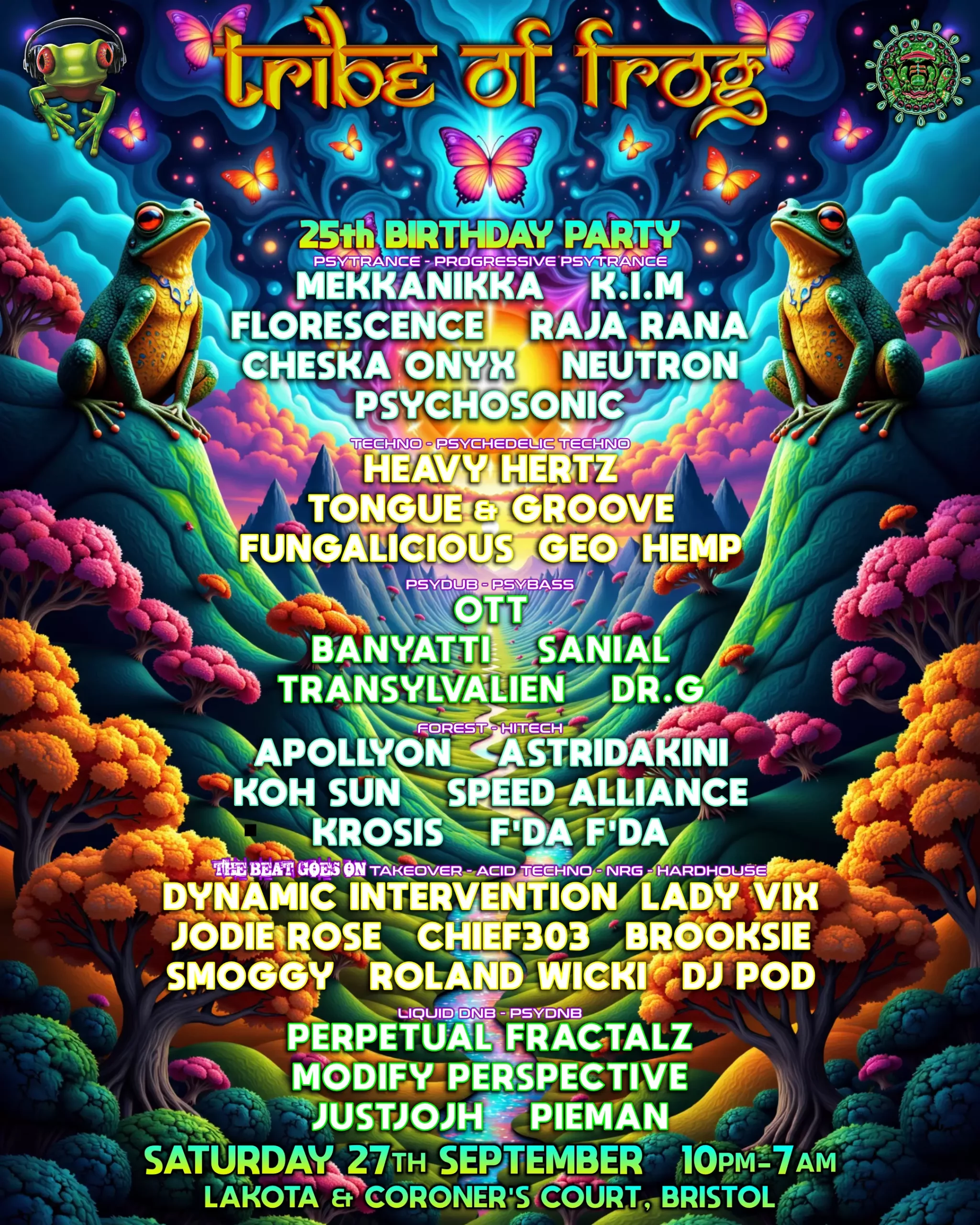 Tribe of Frog 25th Birthday Line up